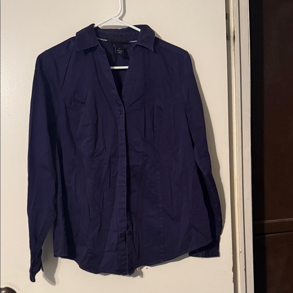 Lane Bryant Deep Blue Casual Button Down Shirt